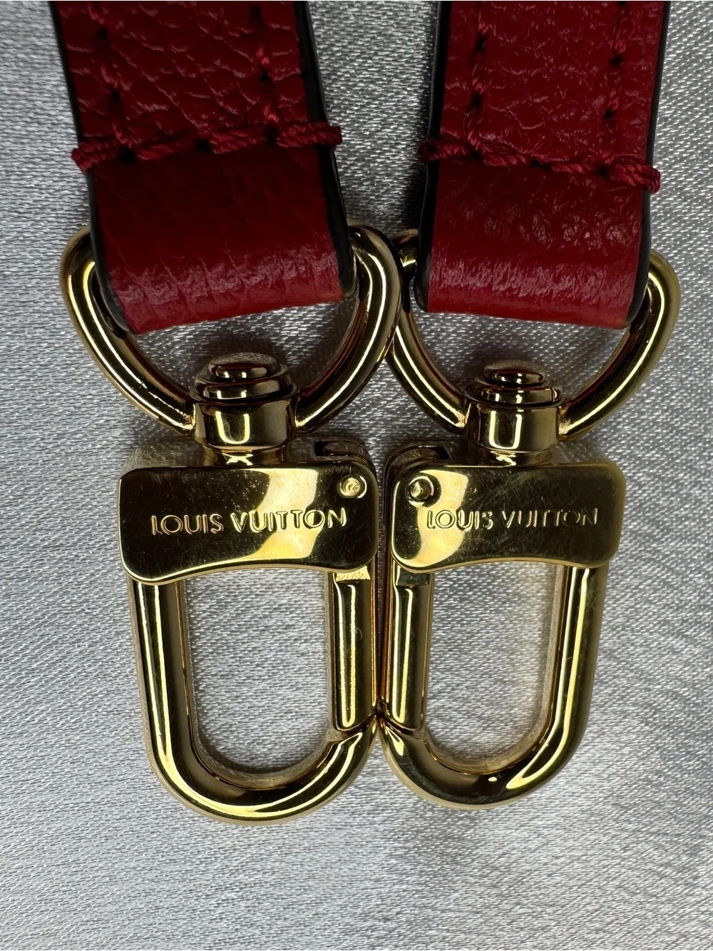 Louis Vuitton Red Leather Strap with Gold Hardware